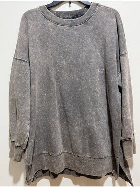 So Sweatshirt Lounge Life Weekend Sweatshirt ~ Distressed Gray/Black ~ Large